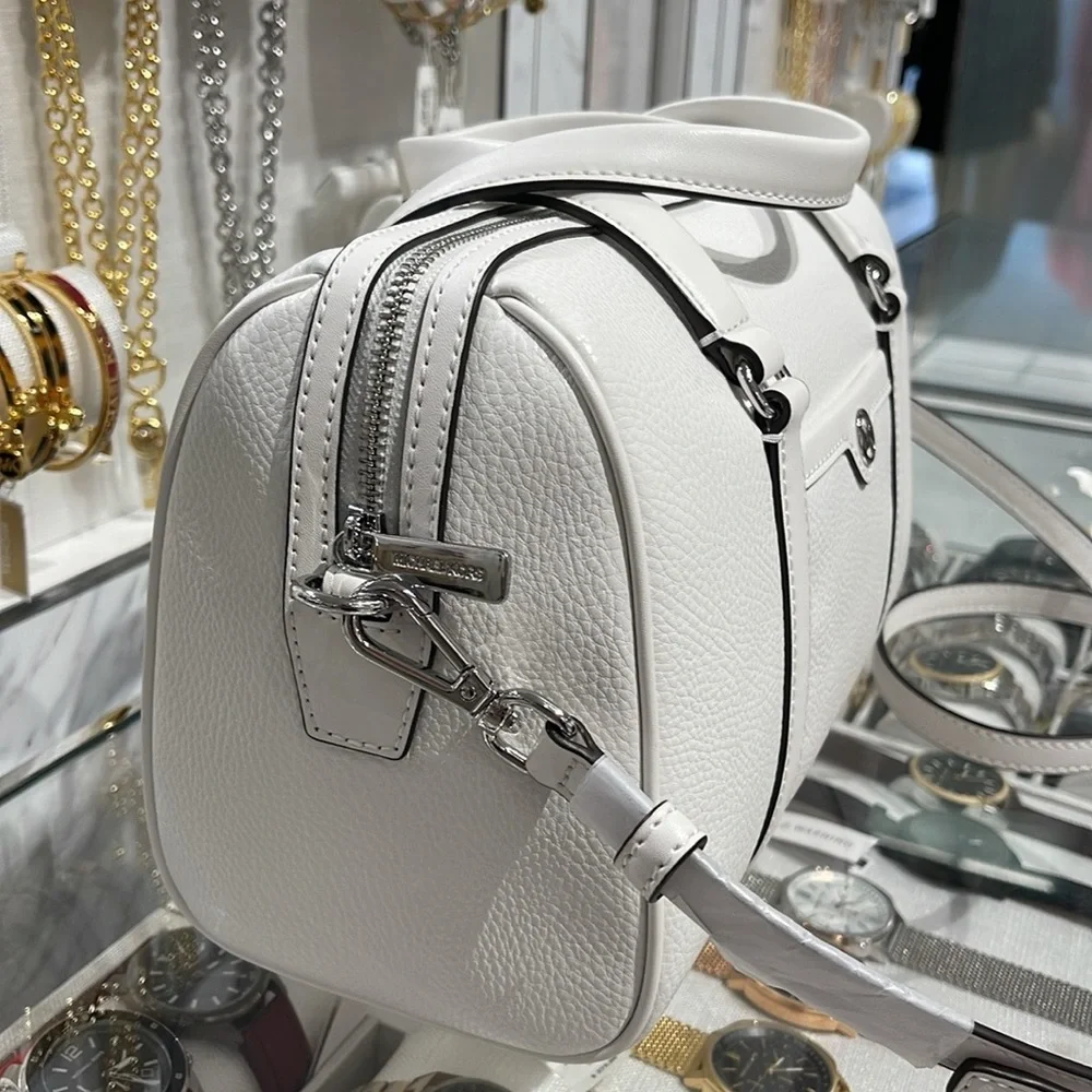 MICHAEL KORS JST TRAVEL MD DUFFLE SATCHEL SHOULDER CROSSBODY BAG MK  OPTIC WHITE